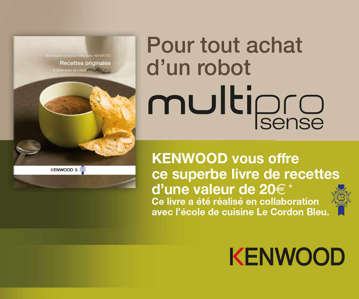 KENWOOD - Un livre de recettes offert pour tout achat d'un robot multipro sense FPM810 KENWOOD - Un livre de recettes offert pour tout achat d'un robot multipro sense FPM810